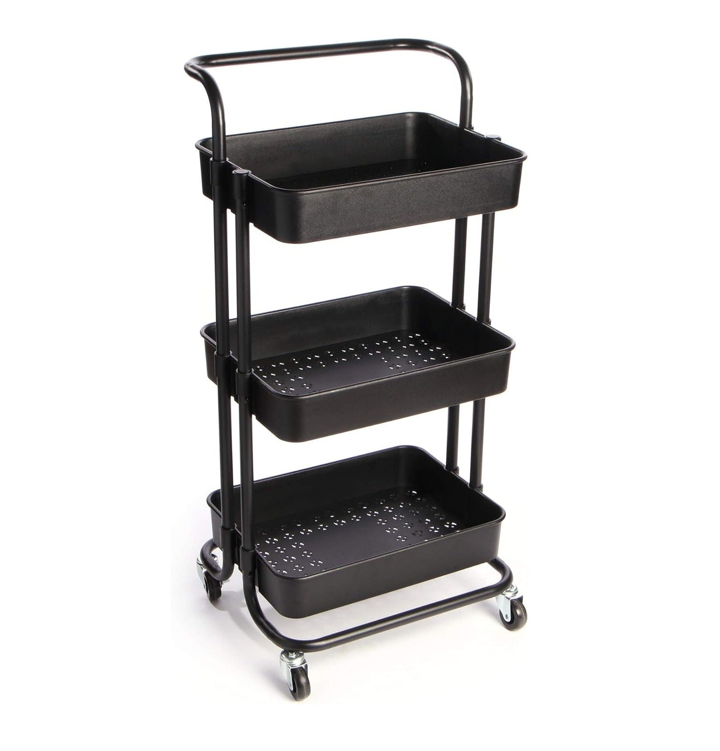 3-Tier Plastic Storage Trolley - Black